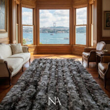 Πολυτελές διακοσμητικό χαλί από φυσικό δέρμα και γούνα, χειροποίητο