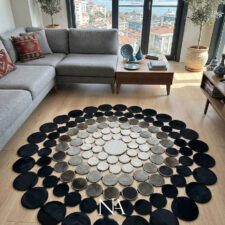 Χειροποίητο πολυτελές χαλί από φυσικό δέρμα και γούνα σε κομψό design