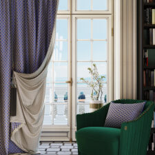 Πολυτελές κλασικό ύφασμα κουρτίνας σε ζεστούς τόνους